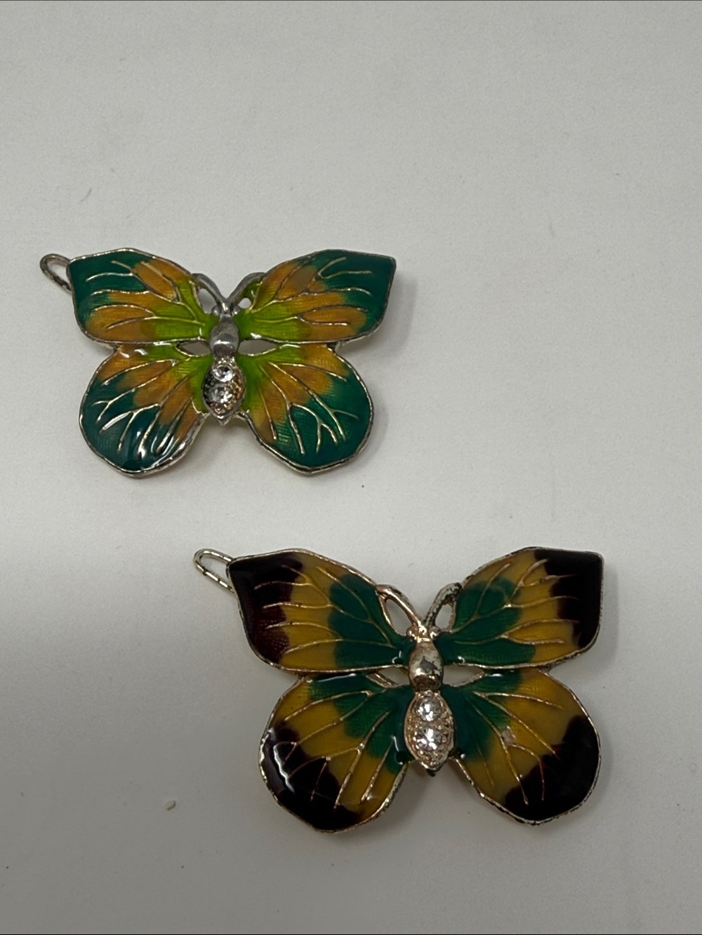Vintage-style enamel butterfly hair slide / hair clip